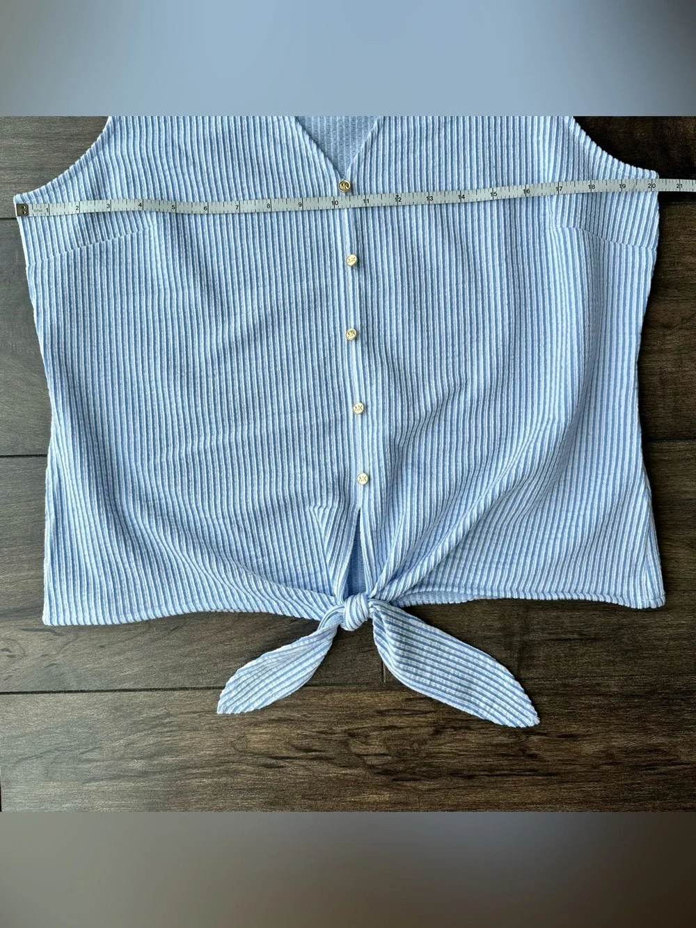 Michael Kors NWT Coastal Stripe Sleeveless Tie-Front Top - Large - Crew Blue